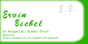 ervin biebel business card